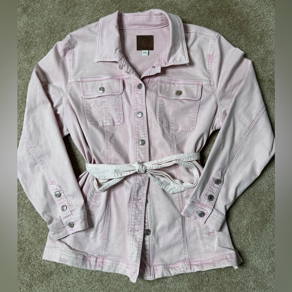 Maurices Light Pink Belted Jean Jacket